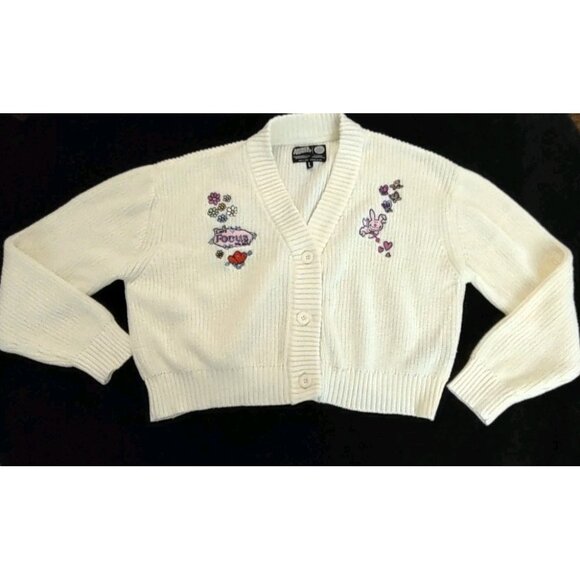 Jim Benton Broken Promises It's Happy Bunny “Let’s Focus On Me” Crop Cardigan L - Picture 8 of 13